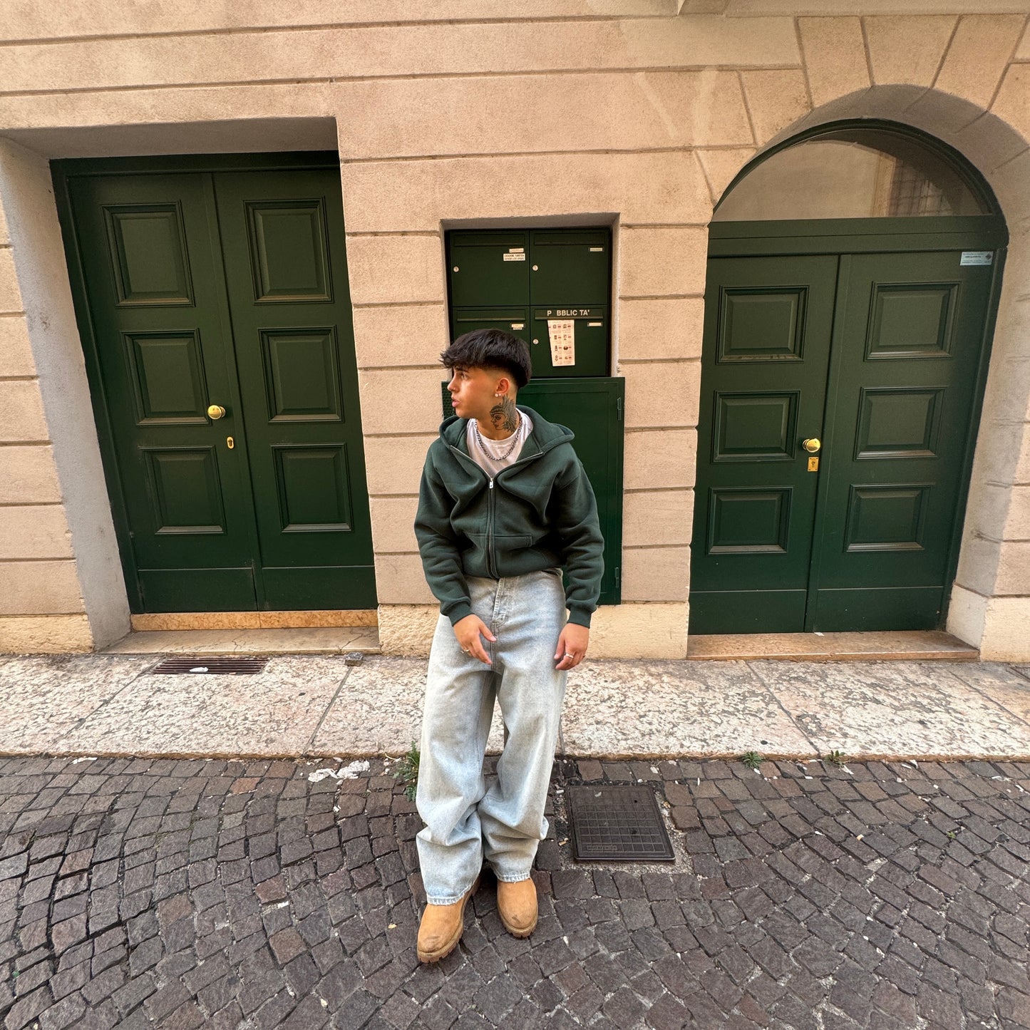 Hoodie Zip Classic Green