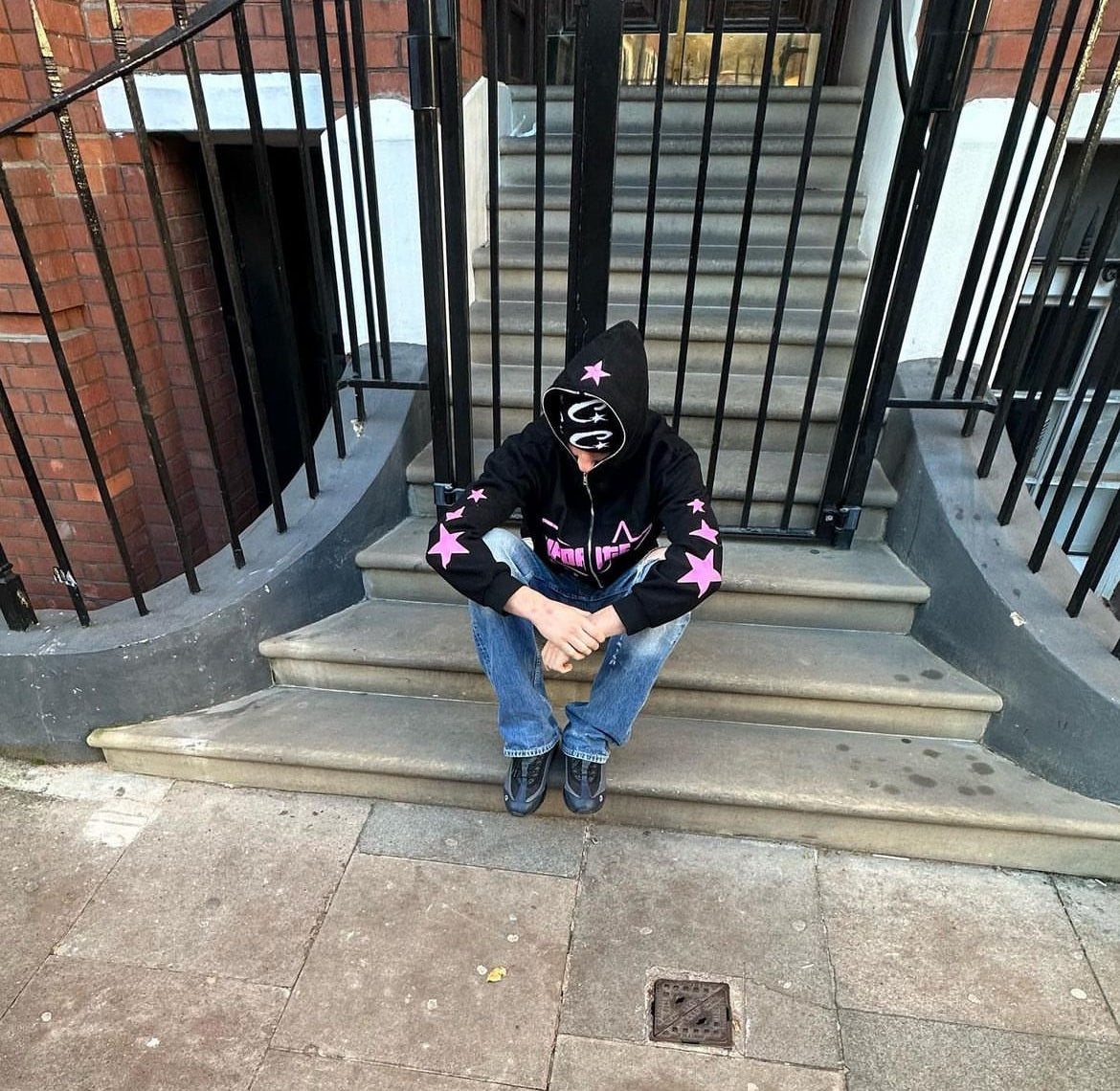 Hoodie Stars Full Zip Black/Pink