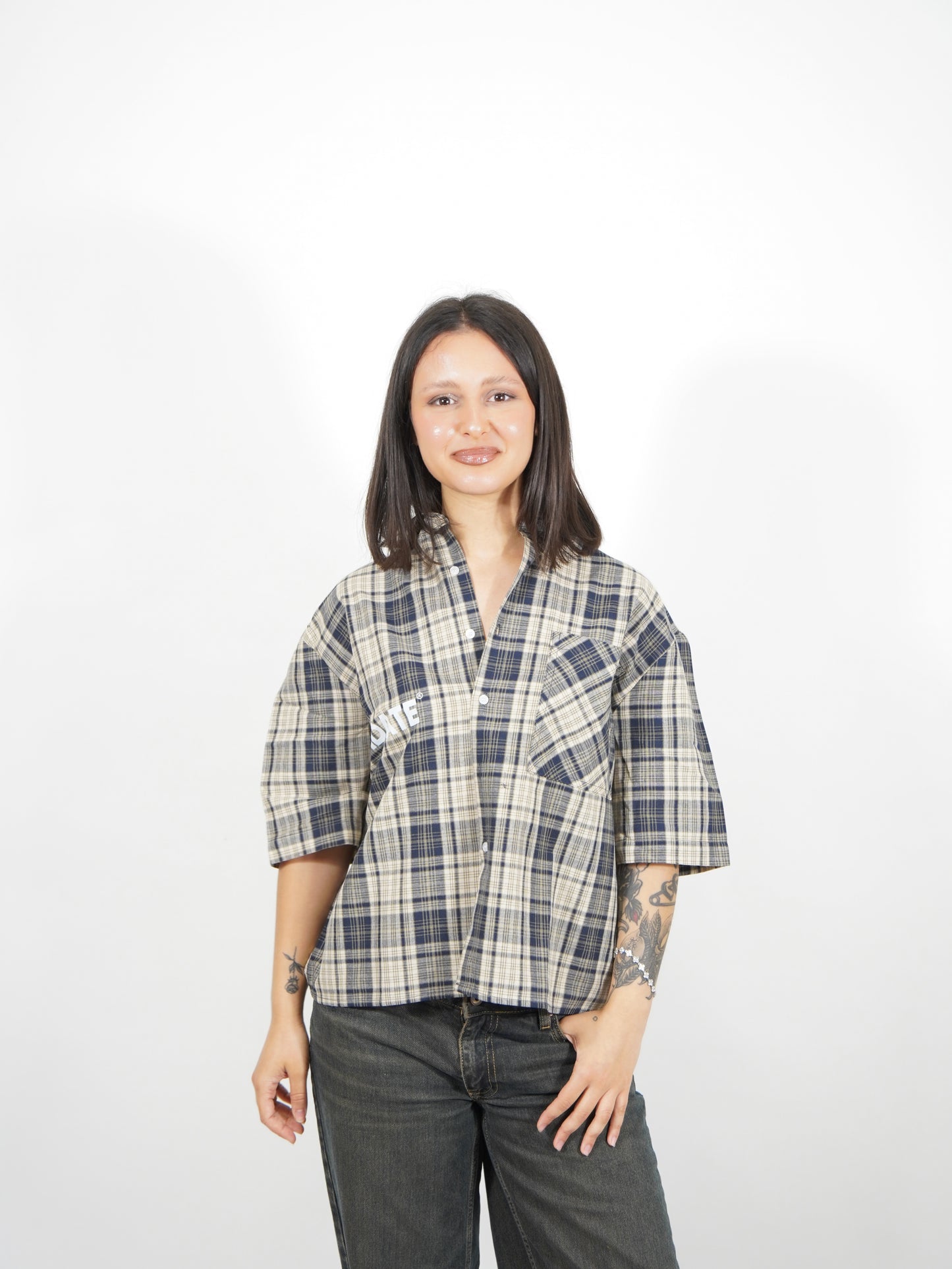 Camicia Scacchi Blu/Beige