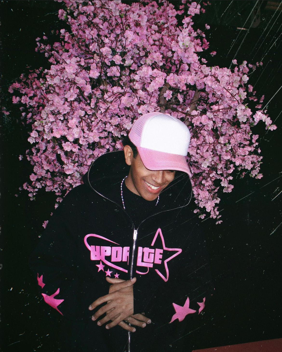 Hoodie Stars Full Zip Black/Pink
