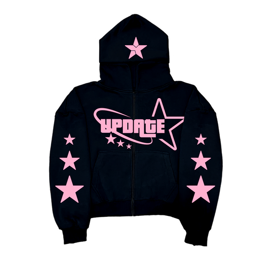 Hoodie Stars Full Zip Black/Pink