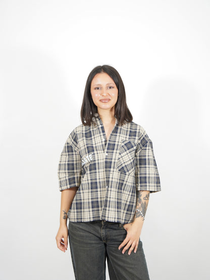 Camicia Scacchi Blu/Beige