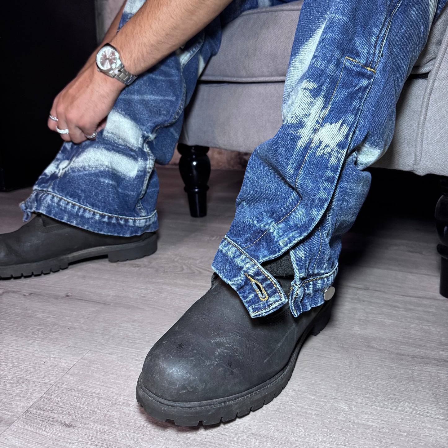 Denim Flare White Line