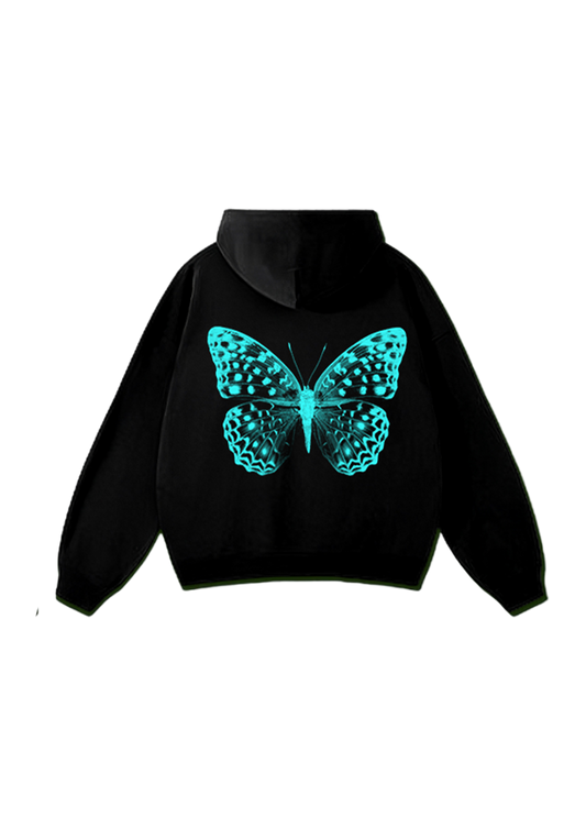 Hoodie Butterfly Blu